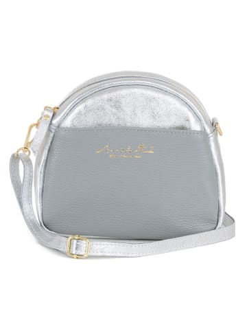 Anna Morellini Leren schoudertas "Romilda" grijs/zilverkleurig - (B)22 x (H)19 x (D)10 cm