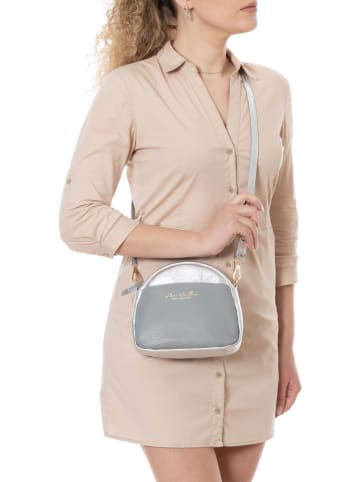 Anna Morellini Leder-Umhängetasche "Romilda" in Grau/ Silber - (B)22 x (H)19 x (T)10 cm