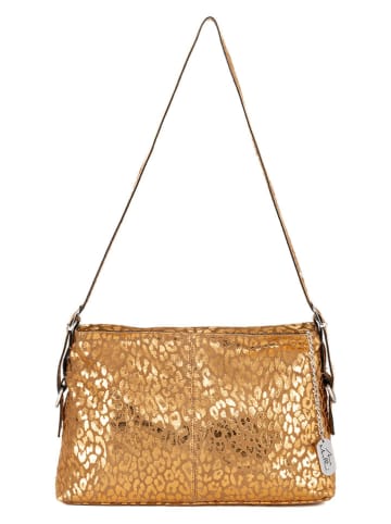 Anna Morellini Leder-Schultertasche "Teodora" in Camel/ Gold - (B)25 x (H)16 x (T)4 cm