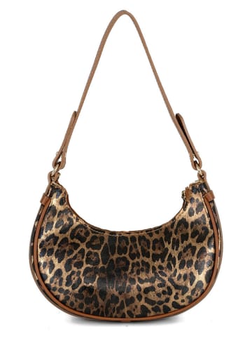 Anna Morellini Leder-Schultertasche "Erneste" in Hellbraun/ Schwarz - (B)22 x (H)12 x (T)9 cm