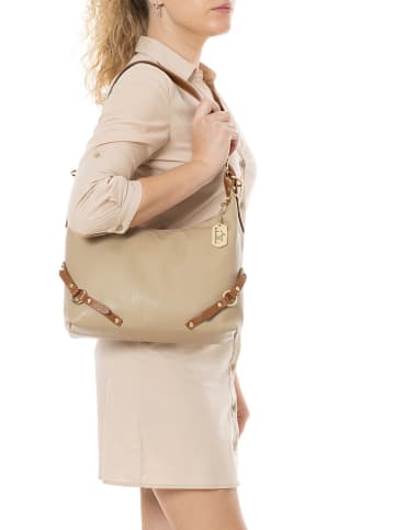 Anna Morellini Leren schoudertas "Marinella" beige - (B)31 x (H)22 x (D)10 cm