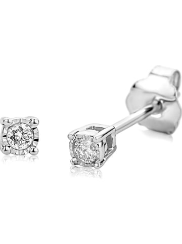 Revoni Witgouden oorstekers met diamanten