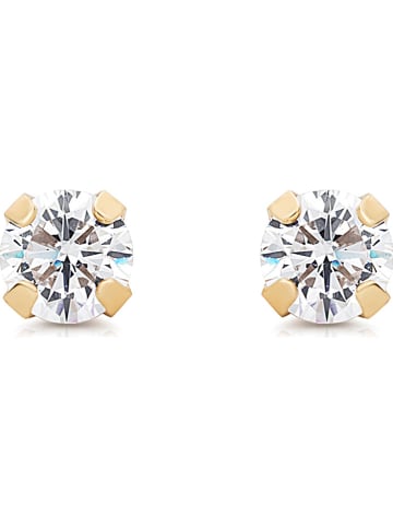 Revoni Złote kolczyki-wkrętki z cyrkoniami