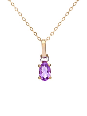 Revoni Gold-Halskette mit Amethyst-Anhänger - (L)40 cm