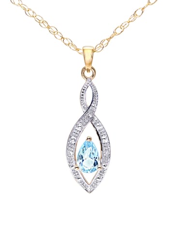 Revoni Złoty naszyjnik z diamentami i topazem - dł. 46 cm