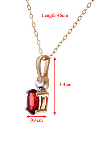 Diamant Exquis Gold-Halskette mit Granat-Anhänger - (L)46 cm