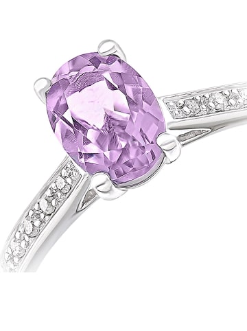 Rinani Witgouden ring met diamanten en amethist