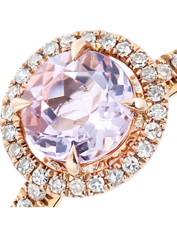 Revoni Złoty pierścionek z diamentami i ametystem