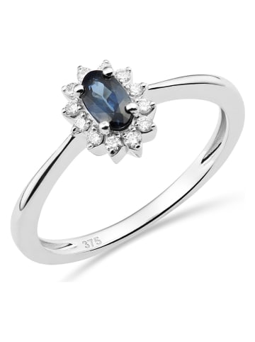 Revoni Złoty pierścionek z diamentami i szafirem