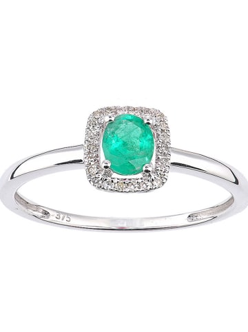 Revoni Weißgold-Ring mit Diamanten und Smaragd