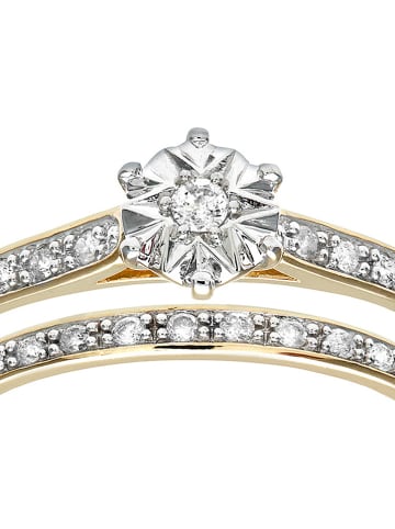 Revoni 2er-Set: Gold-Ringe mit Diamanten