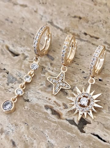 Nakkash Pozłacane kolczyki-kreole (3 szt.) z cyrkoniami