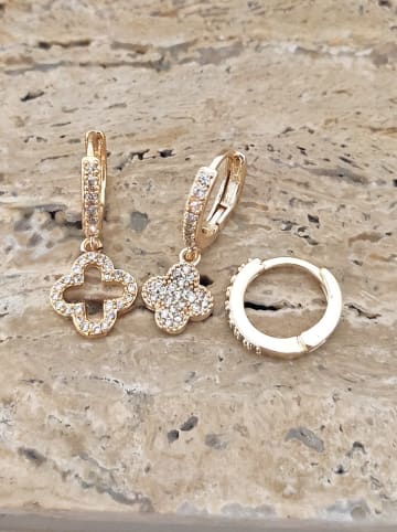 Nakkash 3er-Set: Vergold. Creolen mit Zirkonia