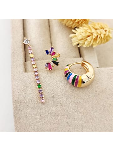 Nakkash 3tlg. Set: vergold. Ohrringe mit Edelsteinen