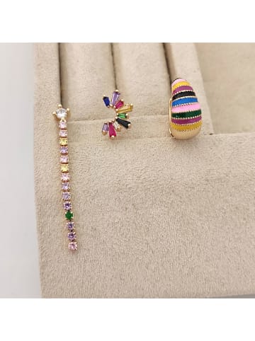 Nakkash 3-delige set: vergulde oorringen met edelstenen