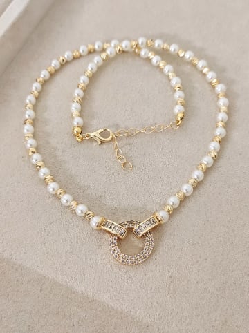 Nakkash Perlen-Halskette mit Edelsteinen - (L)42 cm