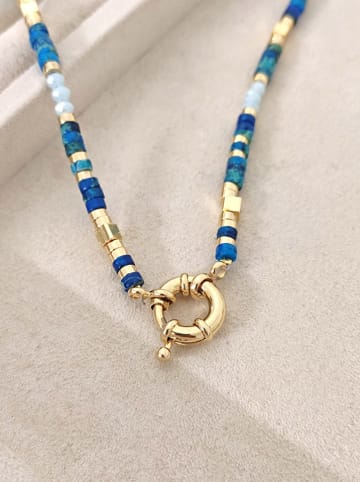 Nakkash Pozłacany naszyjnik z turkusem i elementem ozdobnym - dł. 42 cm