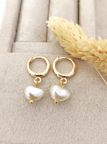 Nakkash Pozłacane kolczyki-kreole z perłami