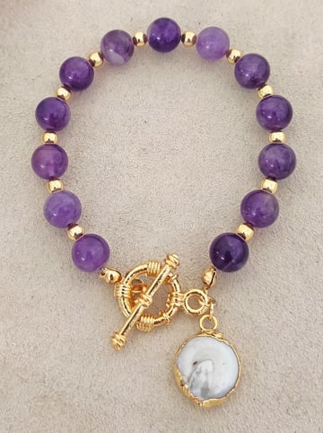 Nakkash Vergulde armband met edelstenen en parels