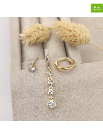 Nakkash 3tlg. Set: vergold. Ohrringe mit Edelsteinen