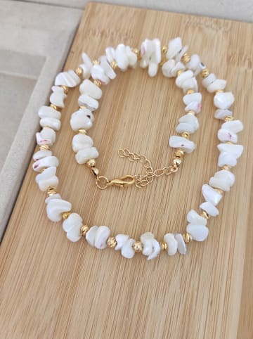 Nakkash Pozłacany naszyjnik z masą perłową - dł. 42 cm