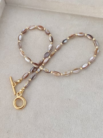 Nakkash Pozłacany naszyjnik z masą perłową - dł. 45 cm