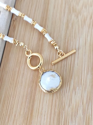 Nakkash Vergulde ketting met parel en edelstenen - (L)45 cm