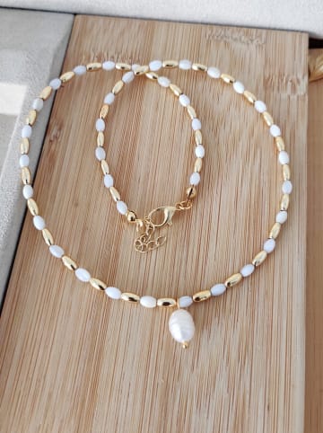 Nakkash Pozłacany naszyjnik z masą perłową - dł. 42 cm