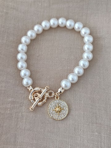 Nakkash Pozłacana bransoletka z cyrkoniami i szklanymi koralikami