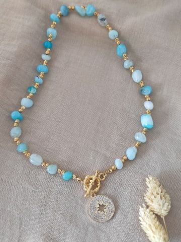 Nakkash Pozłacany naszyjnik z kamieniami szlachetnymi - dł. 45 cm