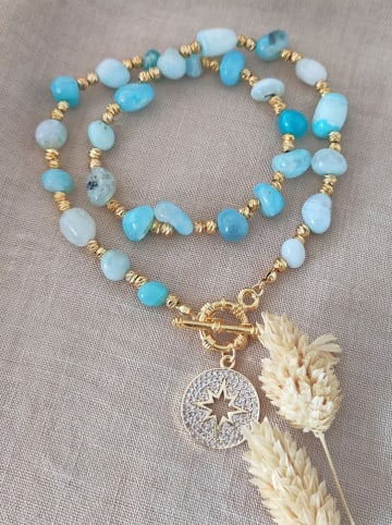 Nakkash Vergold. Halskette mit Edelsteinen - (L)45 cm