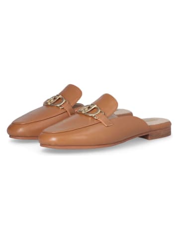 Liu Jo Leder-Clogs in Hellbraun