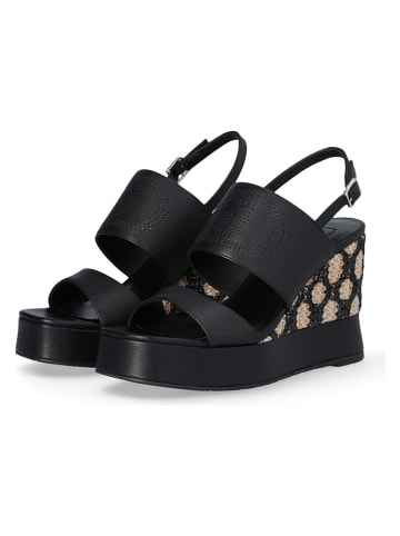 Liu Jo Leder-Keilsandaletten in Schwarz