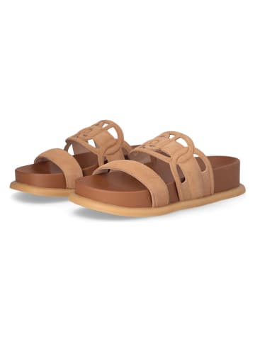 Liu Jo Skórzane klapki w kolorze jasnobrązowym