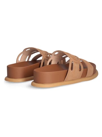 Liu Jo Skórzane klapki w kolorze jasnobrązowym