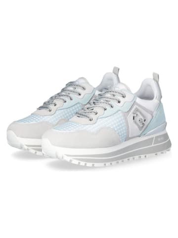 Liu Jo Skórzane sneakersy w kolorze srebrno-błękitnym