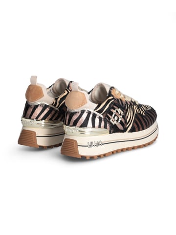 Liu Jo Skórzane sneakersy w kolorze beżowo-brązowym
