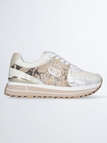 Liu Jo Skórzane sneakersy w kolorze złoto-białym