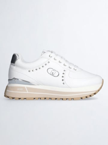 Liu Jo Skórzane sneakersy w kolorze srebrno-białym