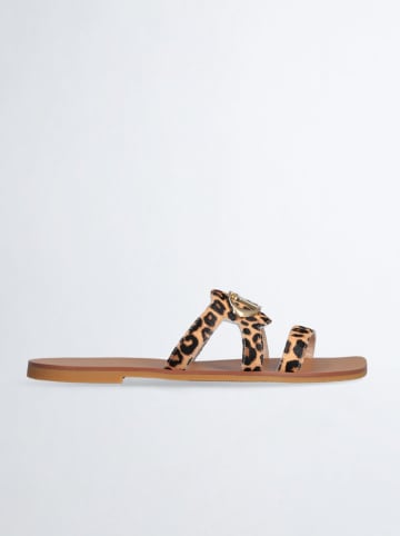 Liu Jo Leren slippers lichtbruin/bruin