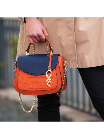 CXL by Christian Lacroix Leder-Henkeltasche "Haussmann" in Dunkelblau/ Rot - (B)23 x (H)20 x (T)11 cm