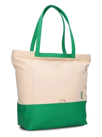 Zwei Shopper "Fiorella FI200" in Creme/ Grün - (B)44 x (H)38 x (T)19 cm