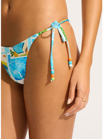 Seafolly Bikini-Hose in Türkis/ Weiß