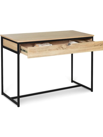 IDOMYA Essentials Schreibtisch "Memphis" in Hellbraun/ Schwarz - (B)110 x (H)75 x (T)50 cm