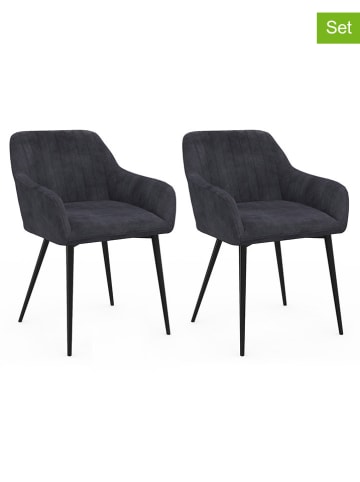 IDOMYA Factory 2-delige set: eetkamerstoelen "Ariana" antraciet - (B)51 x (H)76 x (D)56 cm