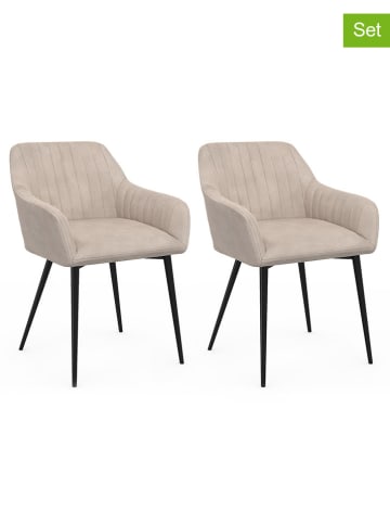 IDOMYA Factory 2er-Set: Esszimmerstühle "Ariana" in Hellbraun/ Grau - (B)51 x (H)76 x (T)56 cm