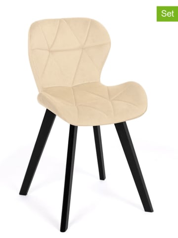 IDOMYA Factory 4-delige set: eetkamerstoelen "Daisy" beige/zwart - (B)47,5 x (H)79 x (D)50 cm