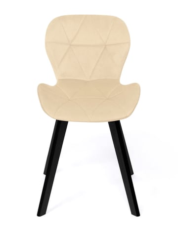 IDOMYA Factory 4-delige set: eetkamerstoelen "Daisy" beige/zwart - (B)47,5 x (H)79 x (D)50 cm
