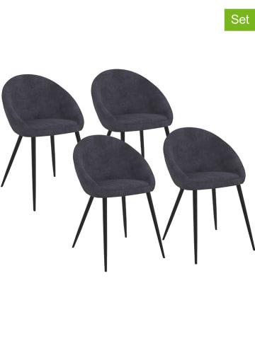 IDOMYA Factory 4er-Set: Stühle "Dory" in Anthrazit/ Schwarz - (B)52 x (H)77 x (T)54 cm