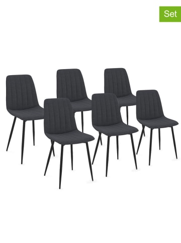 IDOMYA Factory 6-delige set: stoelen "Fiona" donkergrijs/zwart - (B)46 x (H)88 x (D)55 cm